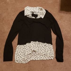 Heart Print Sweater/blouse combo